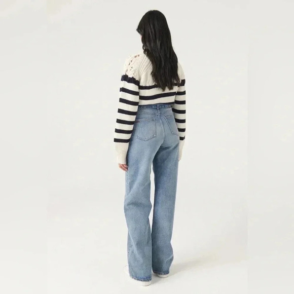 ba&sh Eugene blue jeans high waist wide leg belted Excellent Size 6 US - Picture 2 of 9